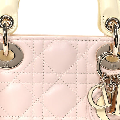 Christian Dior Lambskin Cannage Mini Bi-Color Lady Dior Rose Quartz Pastel Yellow 8 of 11