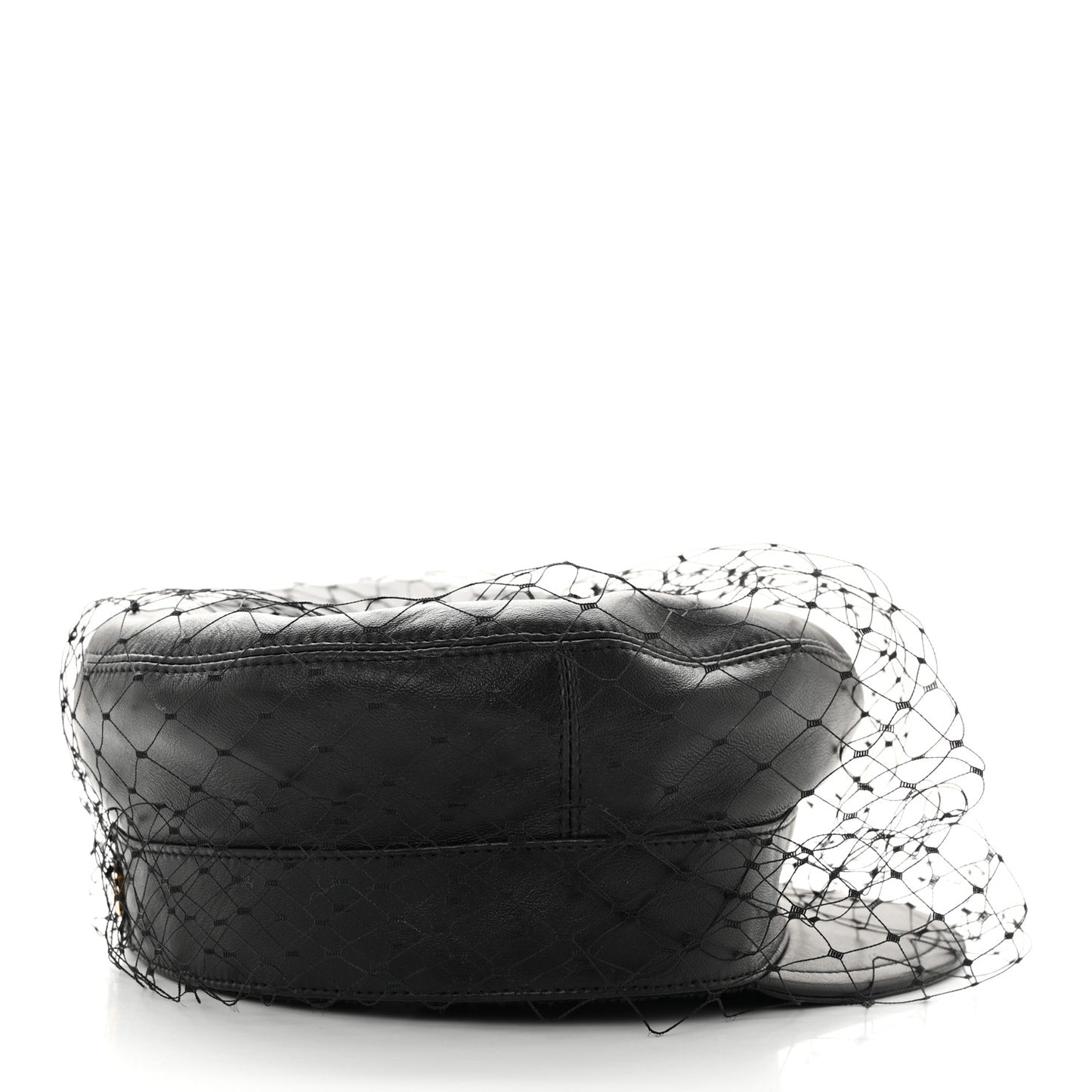 Lambskin Arty Beret Cap With Veil 57 Black