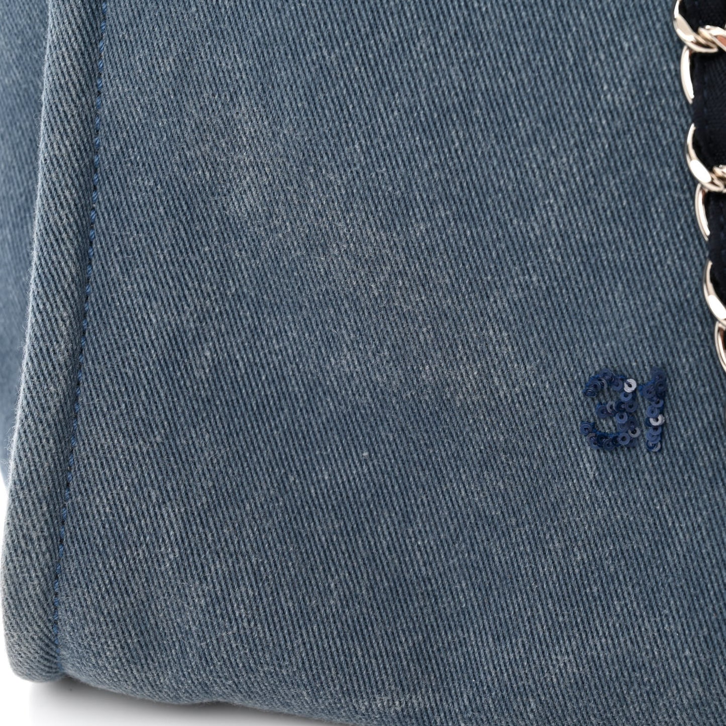 Canvas Sequin Medium Deauville Tote Navy