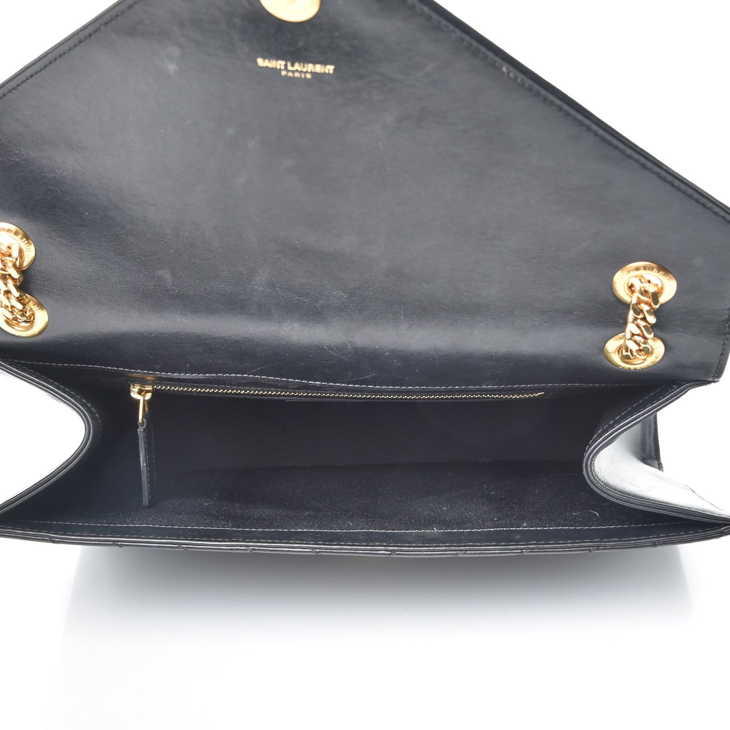 Smooth Calfskin Matelasse Chevron Large Monogram Satchel Black