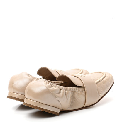 Chanel Laminated Lambskin Womens Quilted Elastic CC Moccasin Loafers 39 Beige 4 of 8
