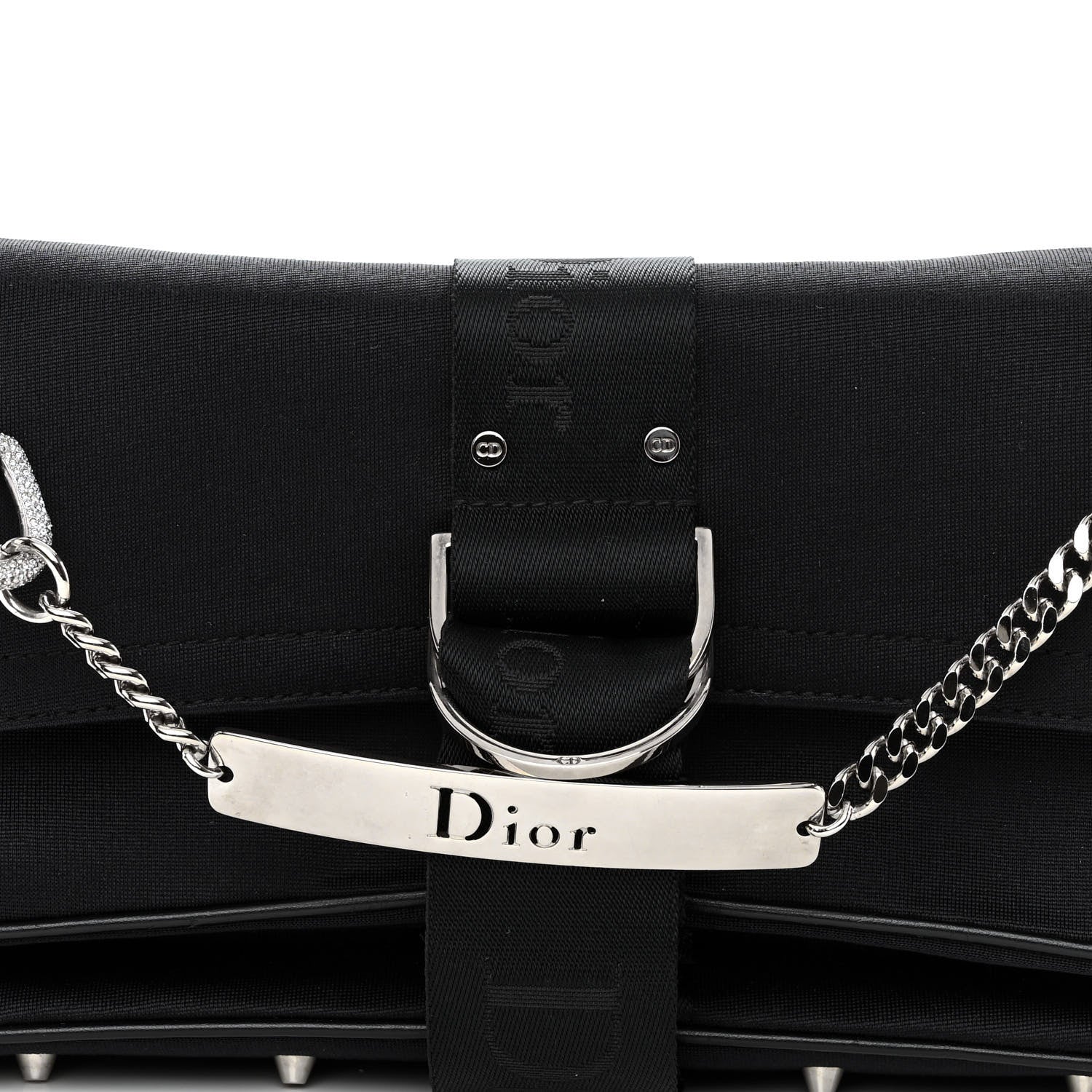 Christian Dior Silk Jersey Crystal Hardcore Clutch Black 7 of 12