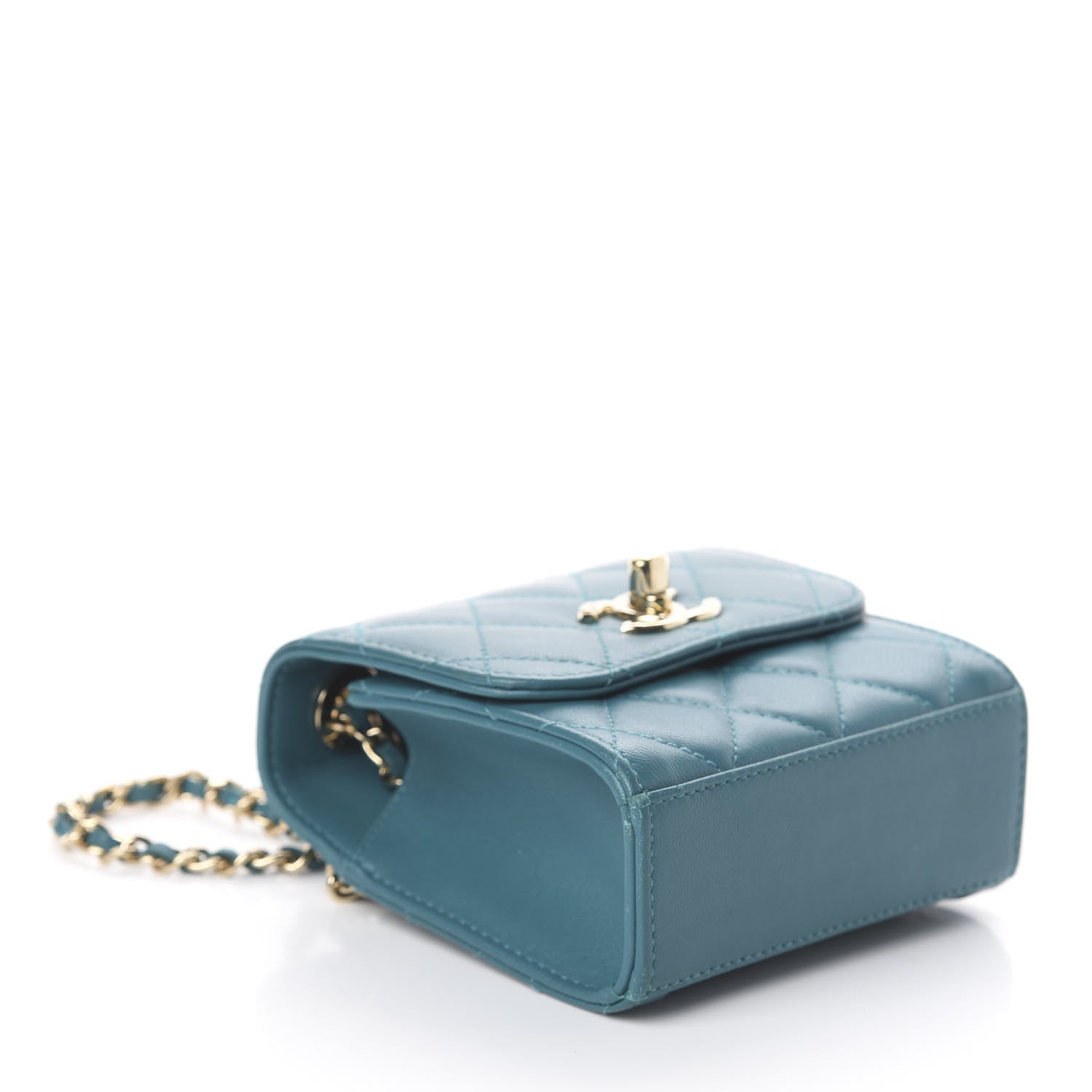 Chanel Lambskin Quilted Mini Trendy CC Chain Wallet Blue 3 of 8