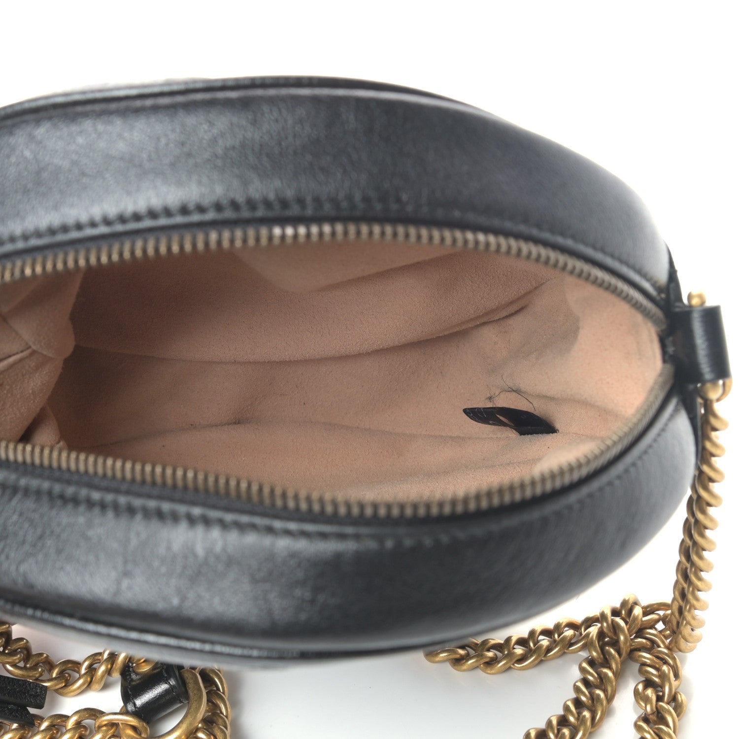 Gucci Azalea Calfskin Matelasse Heart Mini GG Marmont Round Shoulder Bag Black 5 of 11