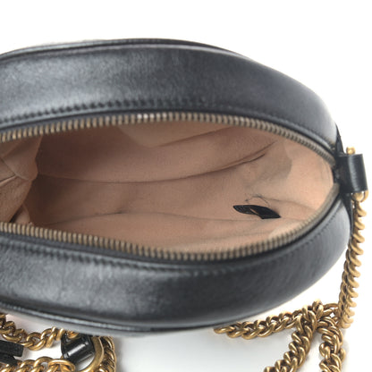 Gucci Azalea Calfskin Matelasse Heart Mini GG Marmont Round Shoulder Bag Black 5 of 11