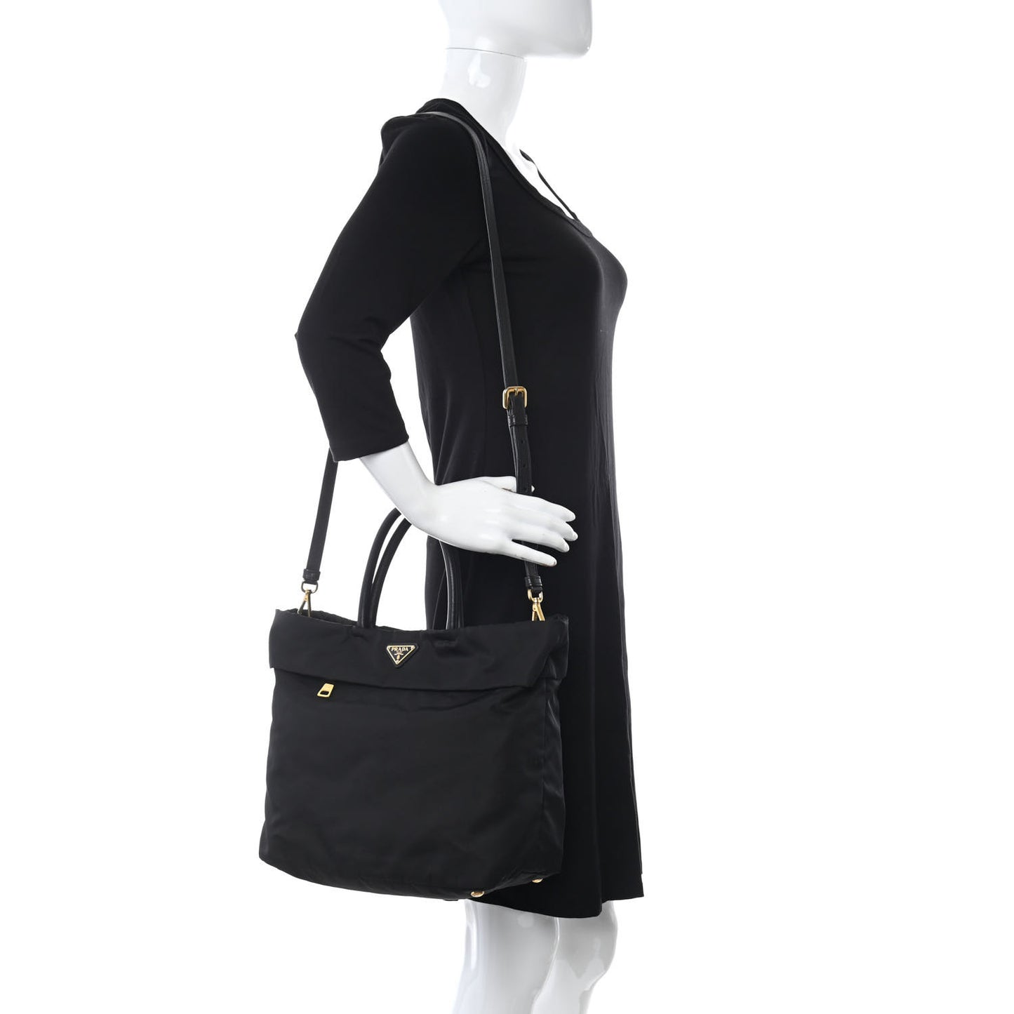 Tessuto Nylon Saffiano Tote Black