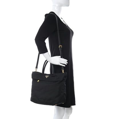 Prada Tessuto Nylon Saffiano Tote Black 2 of 13