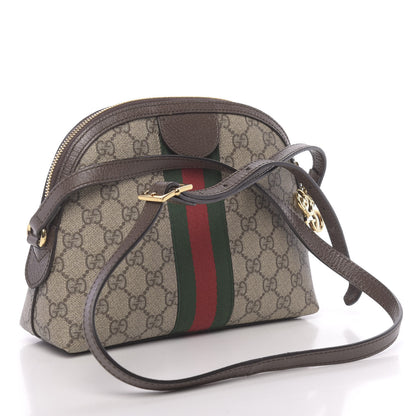 Gucci GG Supreme Monogram Textured Dollar Calfskin Web Small Ophidia Dome Shoulder Bag Beige Ebony New Acero 3 of 12