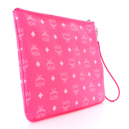 MCM Visetos Medium Zip Pouch Neon Pink 3 of 10