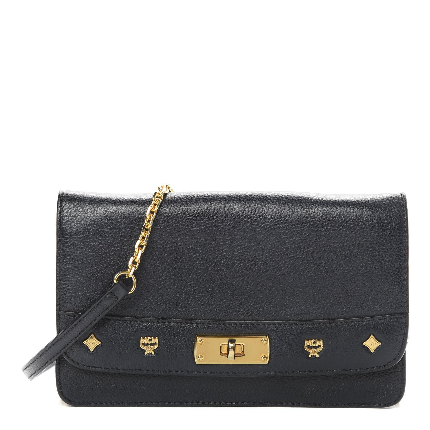 MCM Grained Calfskin Studded Crossbody Bag Black 1 of 15