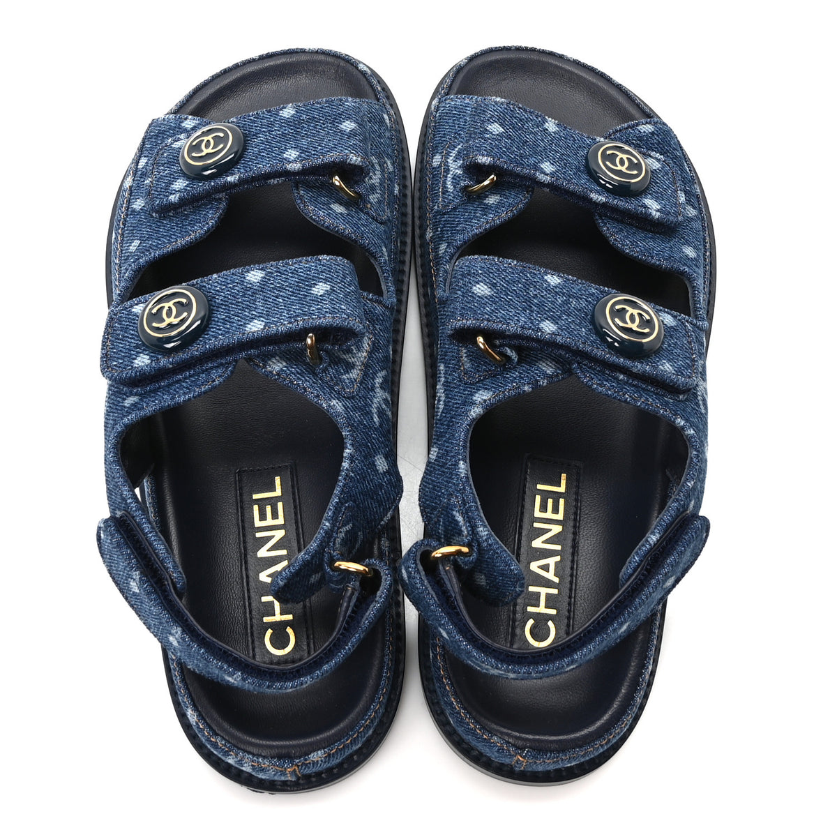 Chanel Printed Denim CC Dad Sandals 35.5 Light Blue 2 of 10