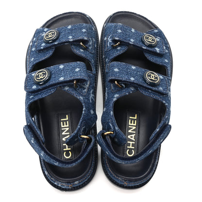 Chanel Printed Denim CC Dad Sandals 35.5 Light Blue 2 of 10