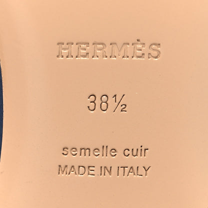 Hermes Goatskin Rivoli Mules 38.5 Bleu Maritime 8 of 10