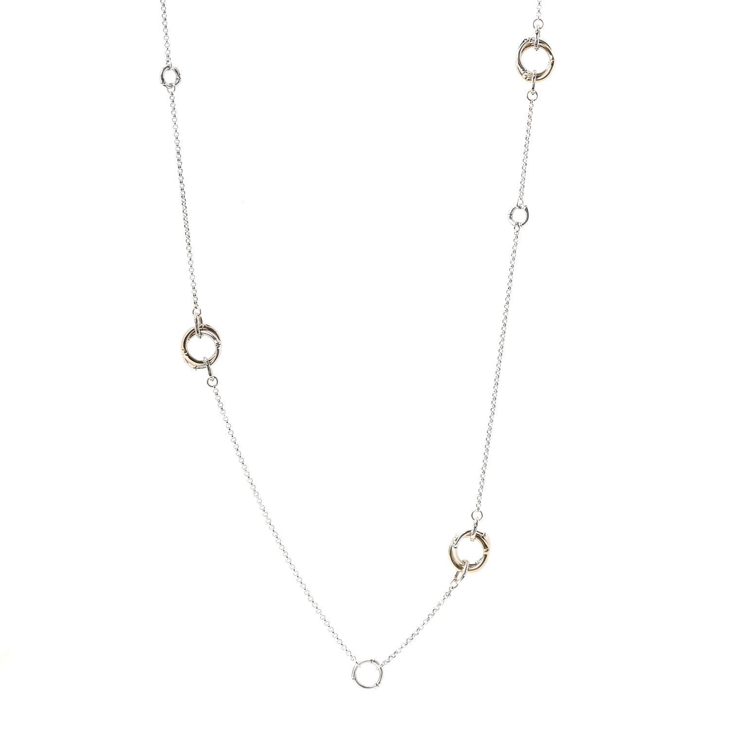 Sterling Silver 18K Yellow Gold Bamboo Sautoir Necklace