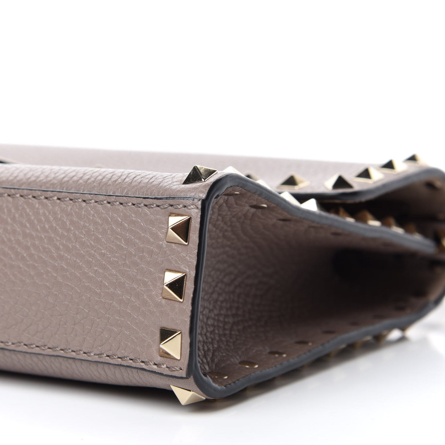 Pebbled Calfskin Medium Rockstud Flip Lock Crossbody Bag Clay