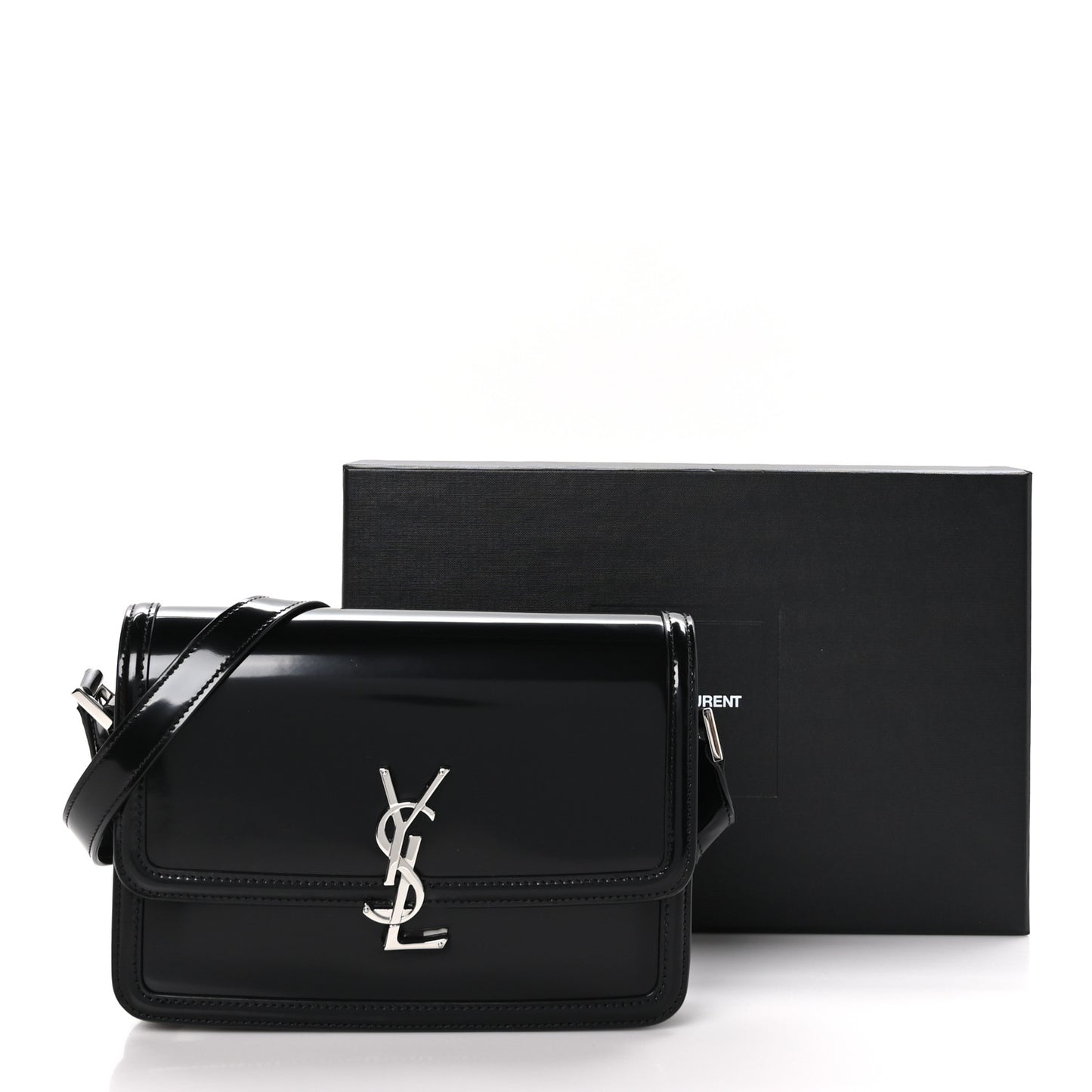 Glazed Calfskin Monogram Medium Solferino Satchel Black