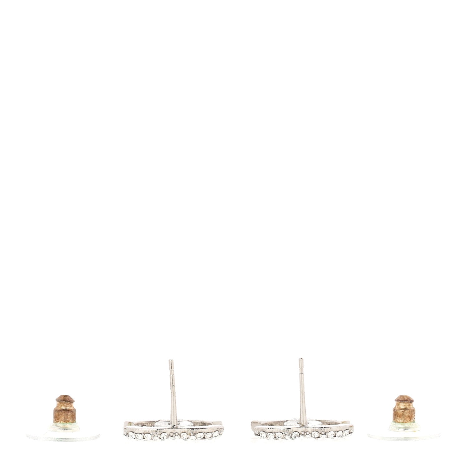 Chanel Crystal CC Earrings Silver 3 of 5