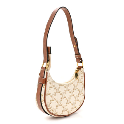 Celine Canvas Calfskin Mini Ava Triomphe Shoulder Bag White 3 of 10