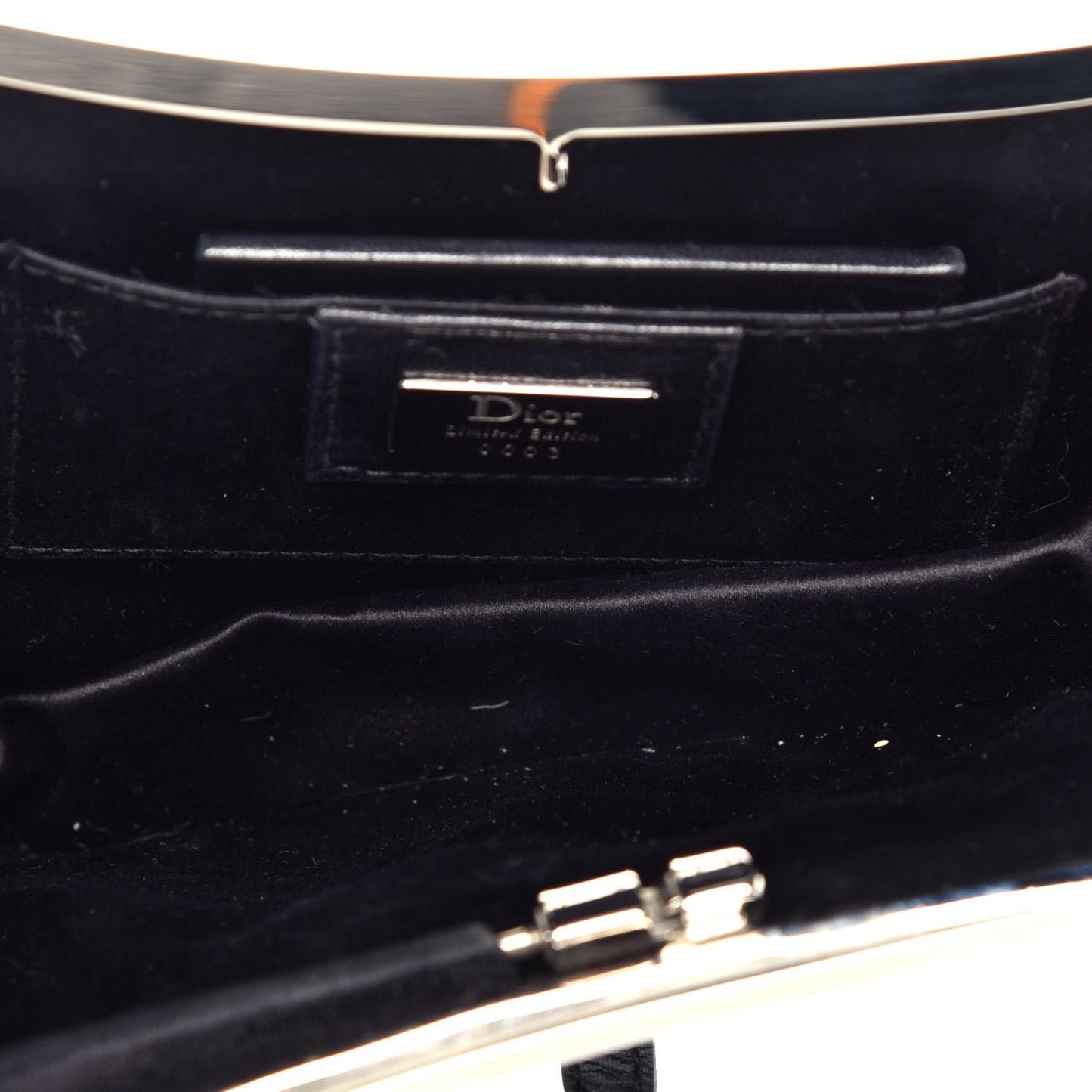 Satin Bead Embroidered Mini Frame Saddle Black