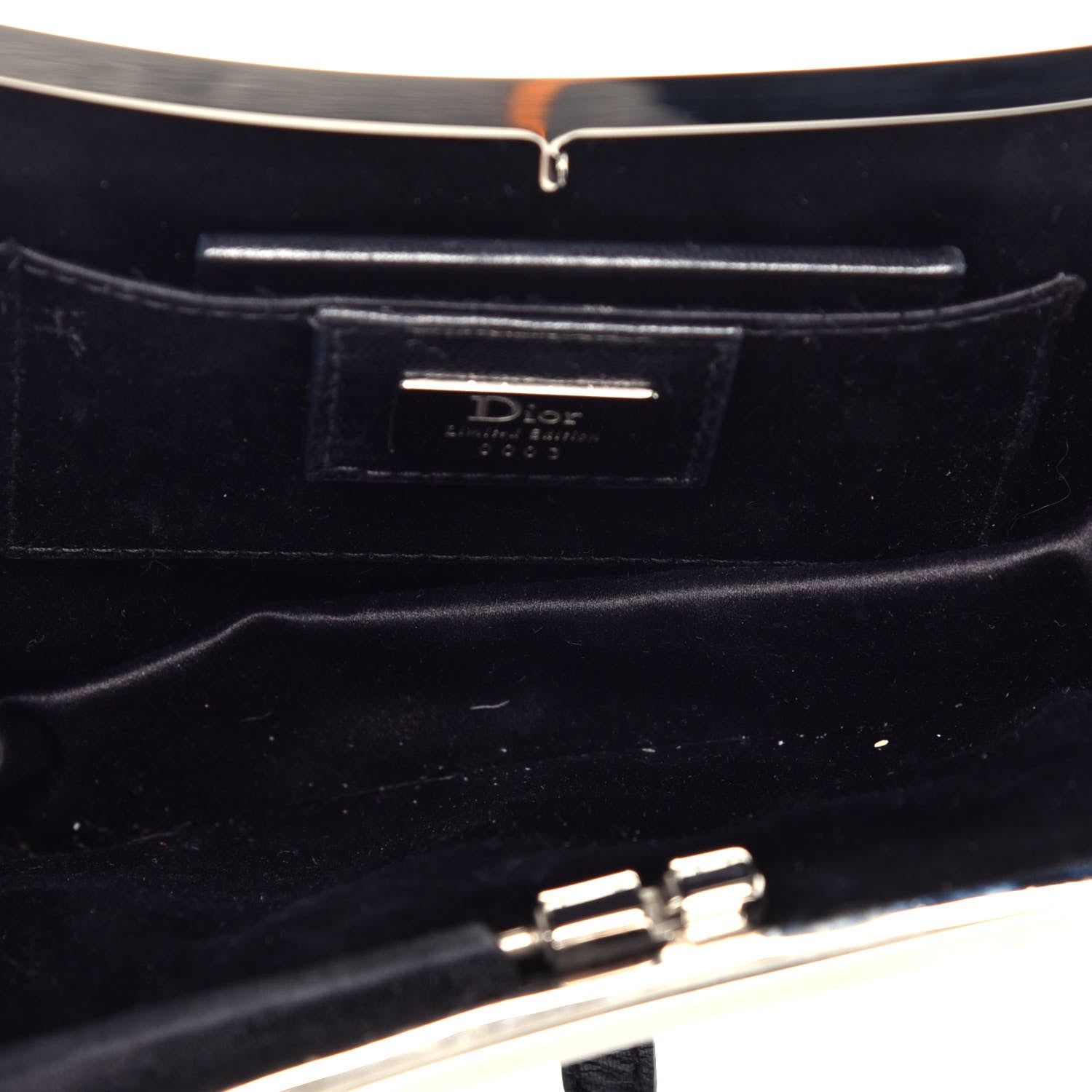 Christian Dior Satin Bead Embroidered Mini Frame Saddle Black 5 of 8