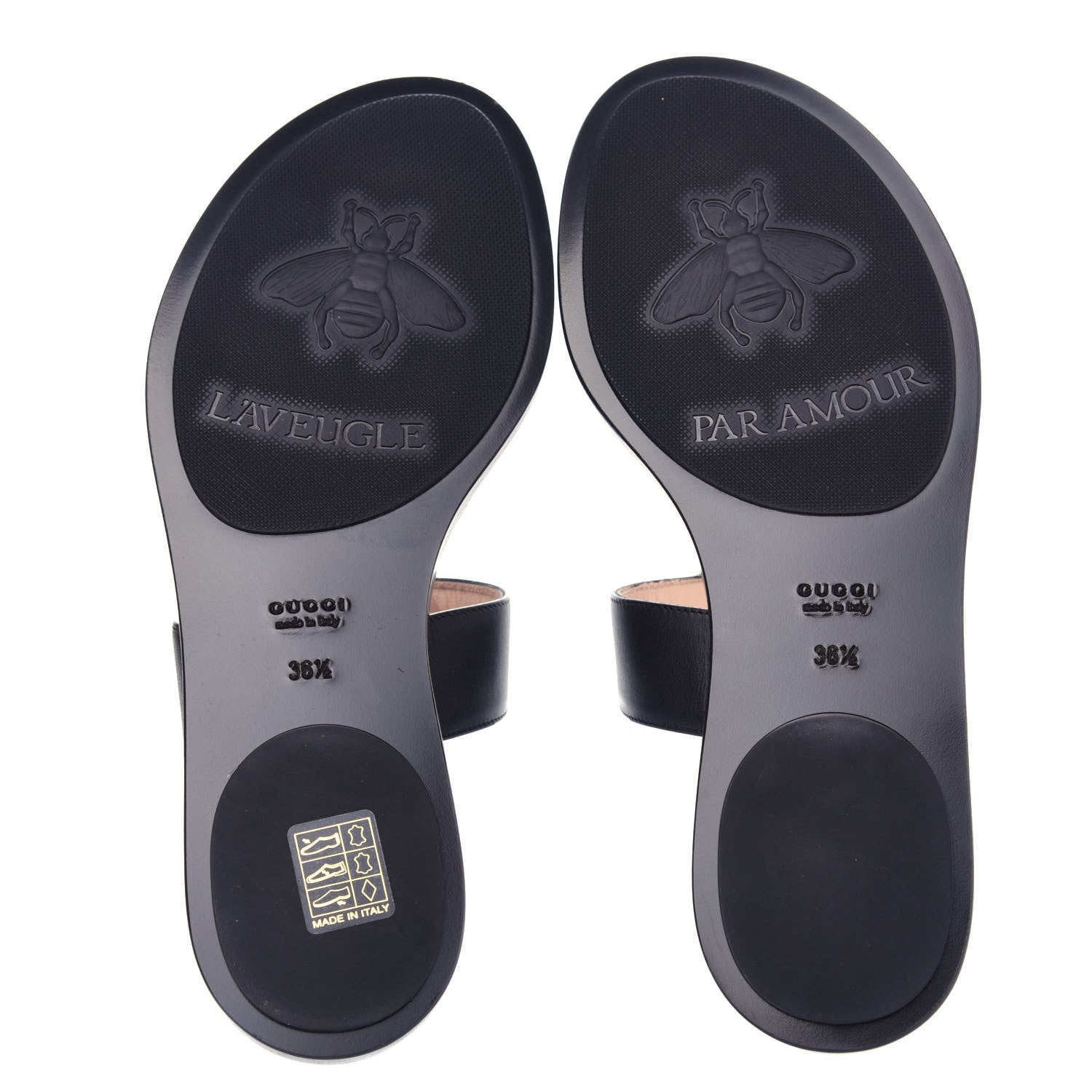 Gucci Calfskin GG Marmont Thong Sandals 36.5 Black 6 of 10