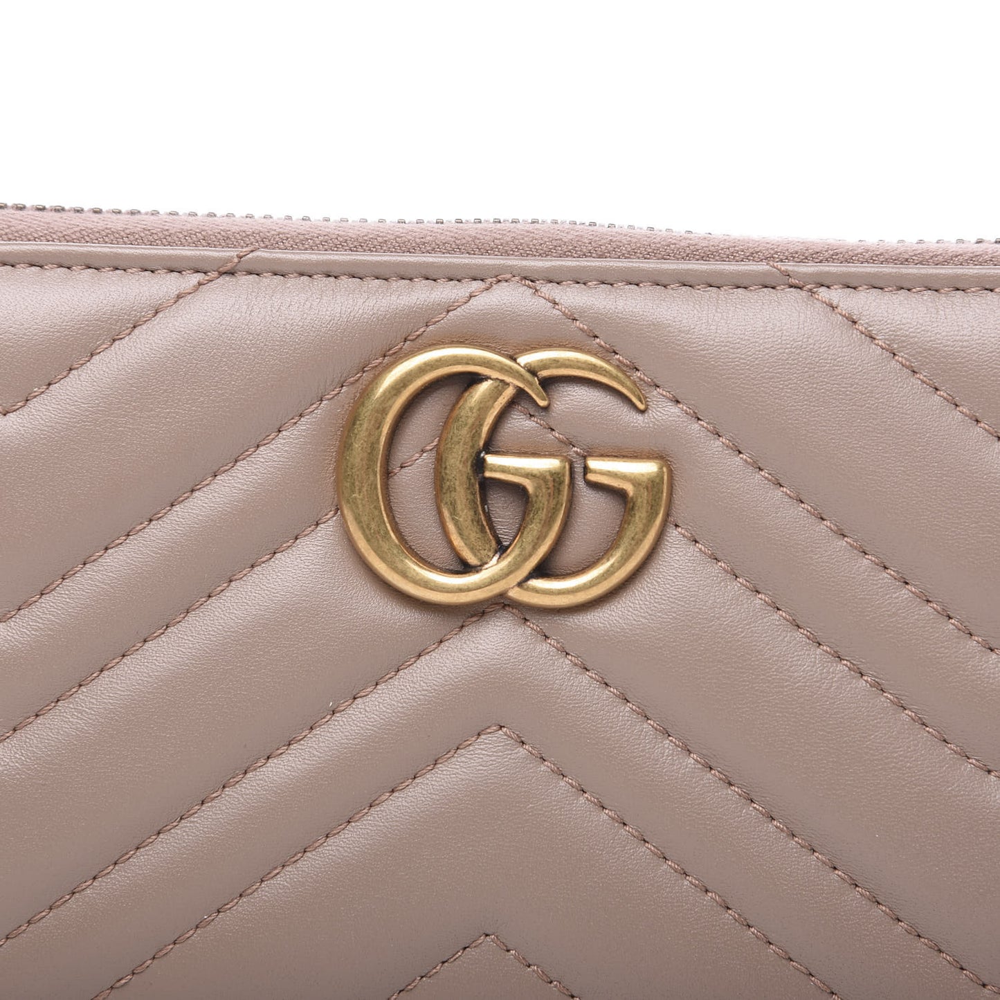 Calfskin Matelasse GG Marmont Zip Around Wallet Porcelain Rose