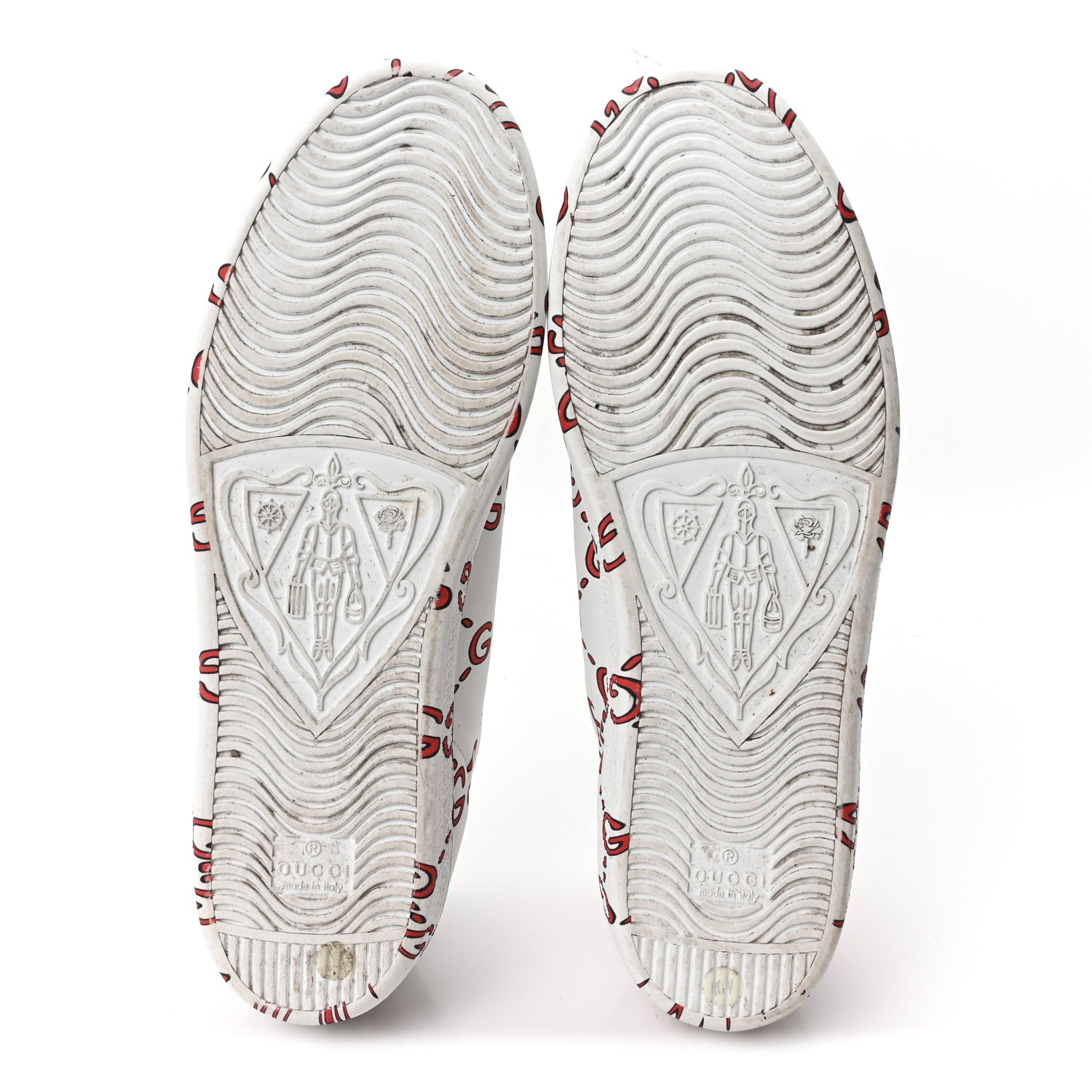 Gucci Calfskin GucciGhost Print Womens Ace Sneakers 40.5 White Hibiscus Red 6 of 10