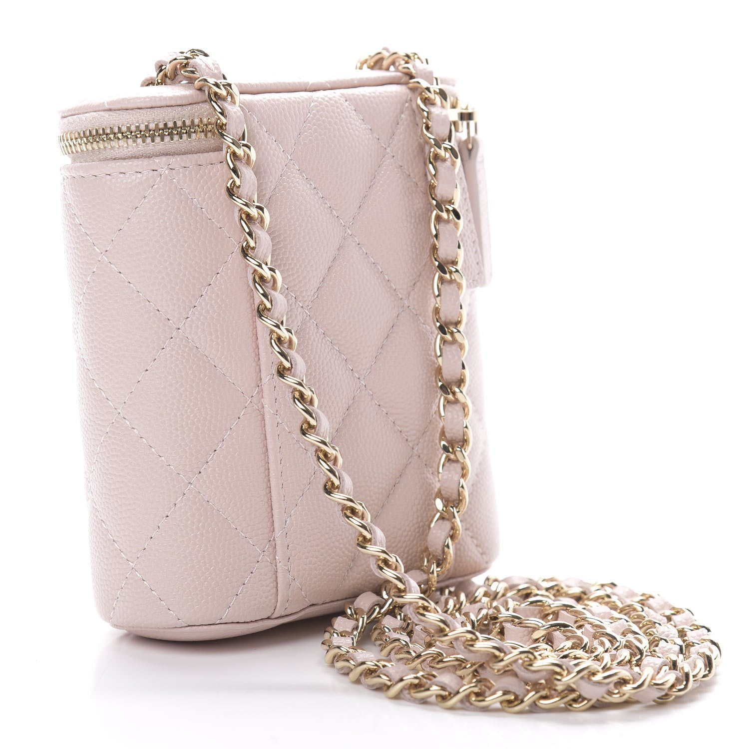 Chanel Caviar Quilted Small Vertical Coco Beauty Vanity Case With Chain Light Pink 3 of 11