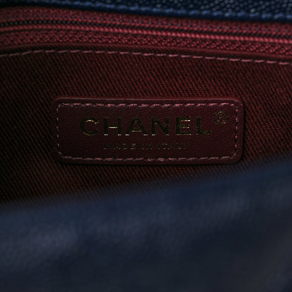 Chanel Caviar Chevron Quilted Small Coco Handle Flap Navy 5 of 8