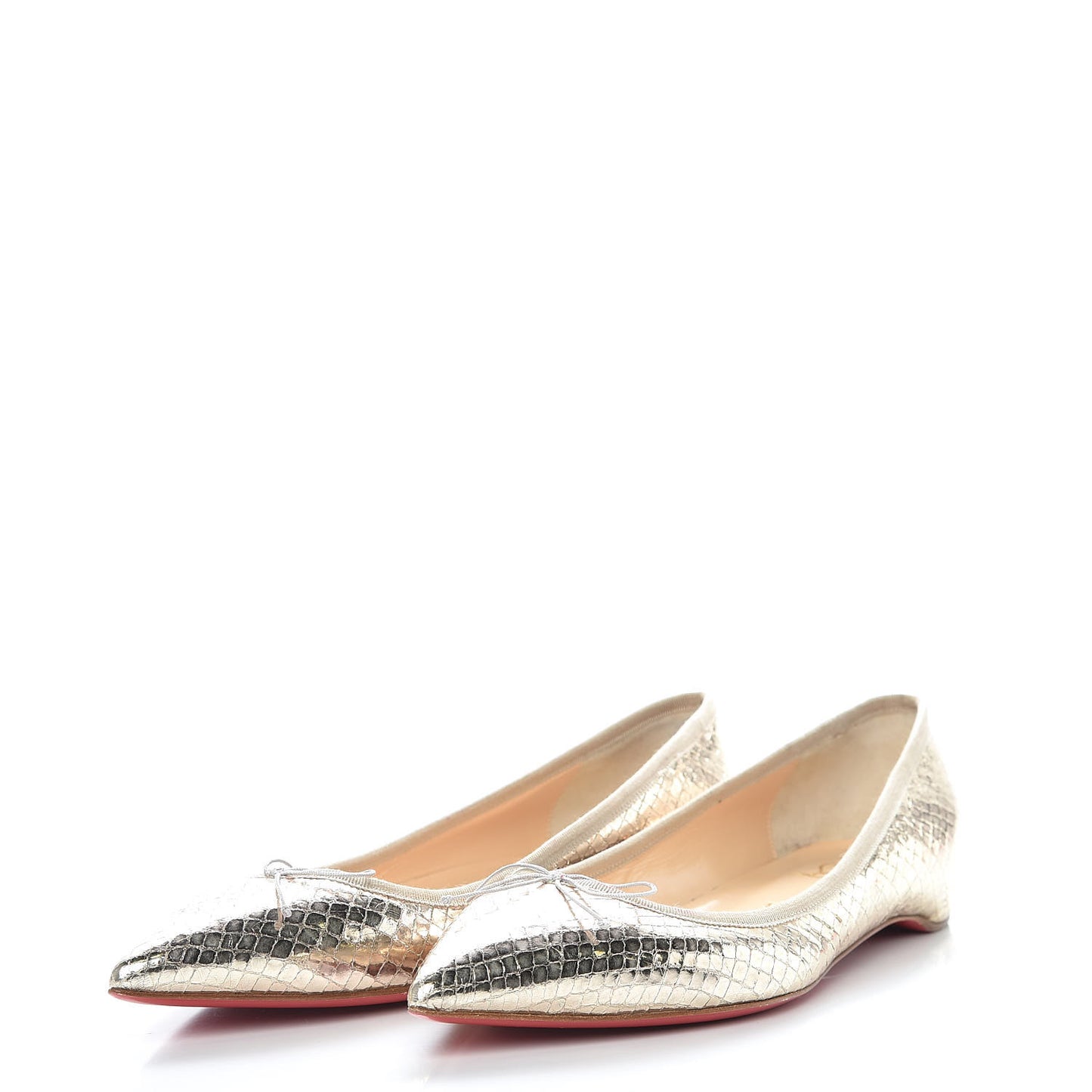 Metallic Snakeskin Embossed Solasofia Flats 40 Gold