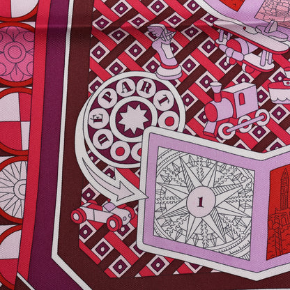 Hermes Silk Le Tour Du Monde En 63 Cases Scarf 90 Fuchsia Mauve White 7 of 10