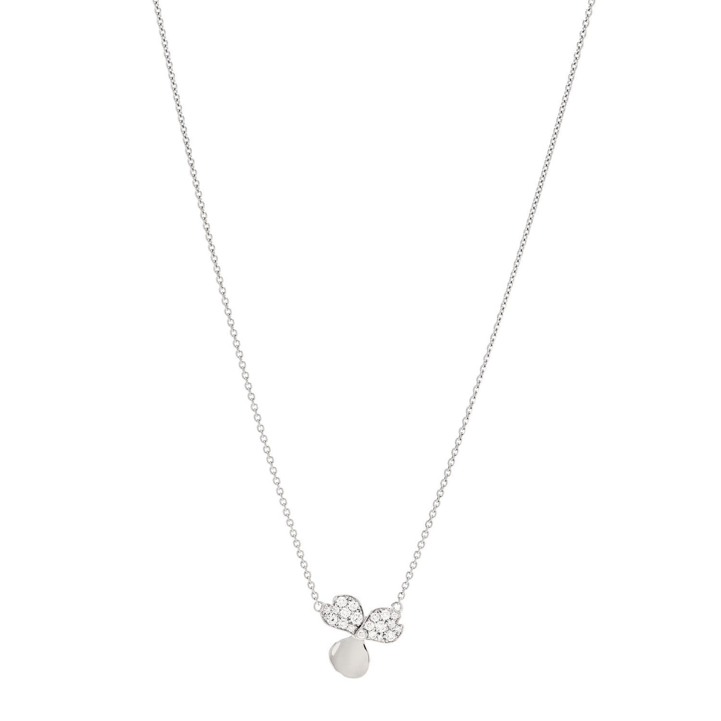 Platinum Diamond .17ctw Small Paper Flowers Pendant Necklace