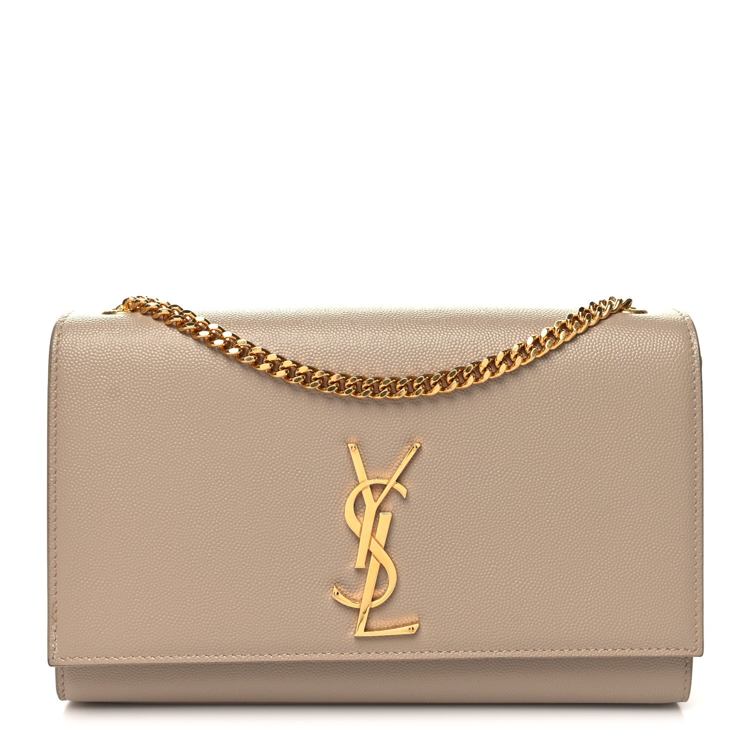Saint Laurent Grain De Poudre Medium Monogram Kate Satchel Dark Beige 1 of 9