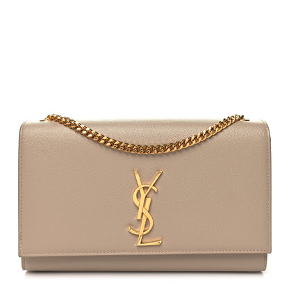Saint Laurent Grain De Poudre Medium Monogram Kate Satchel Dark Beige 1 of 9