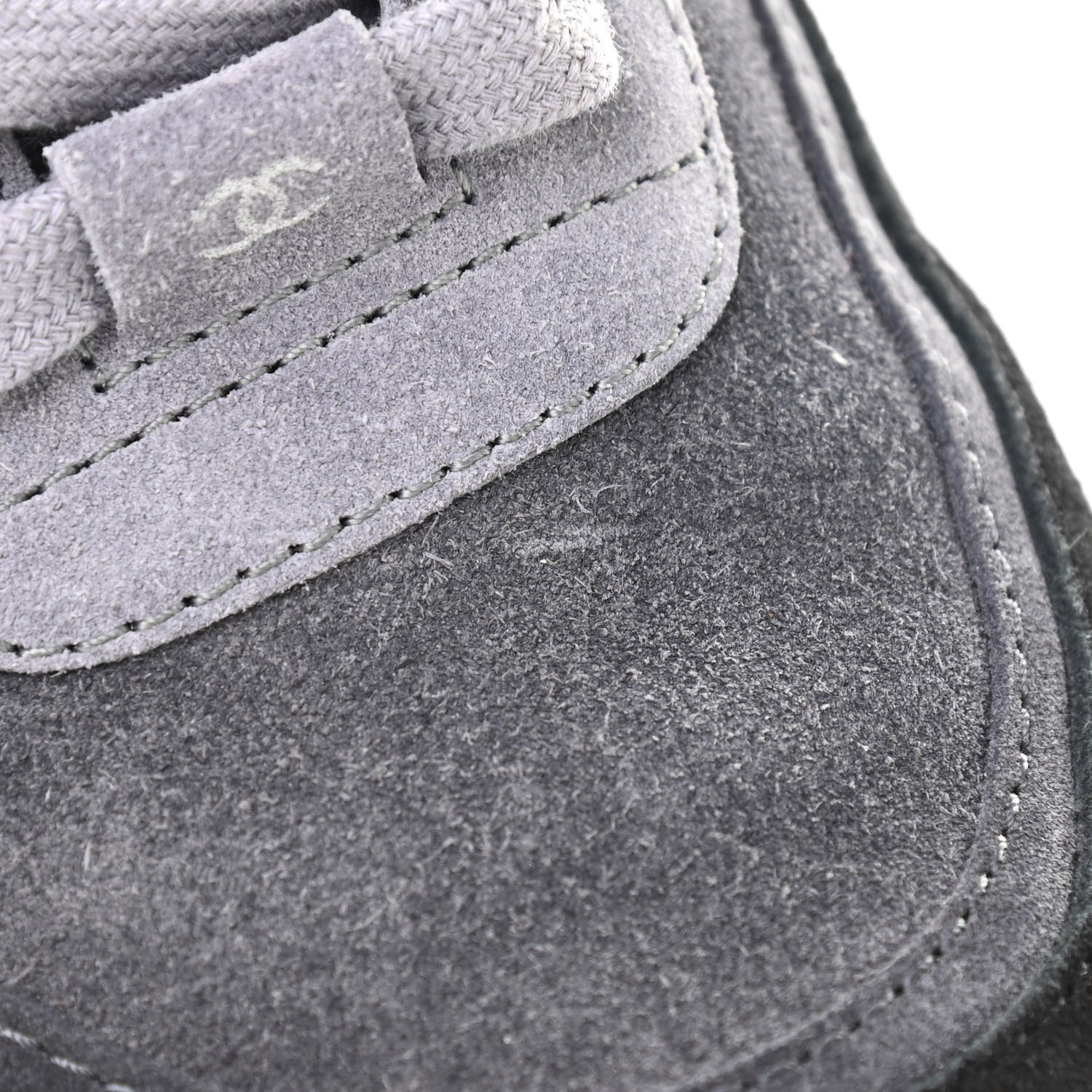 Chanel Suede Calfskin CC Sneakers 35.5 Black 9 of 10