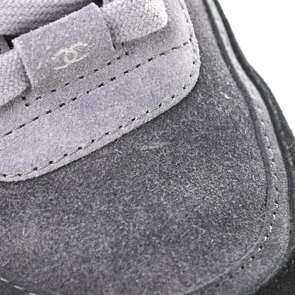 Chanel Suede Calfskin CC Sneakers 35.5 Black 9 of 10