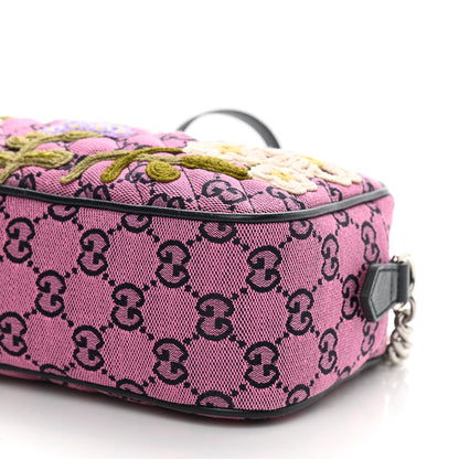 Gucci Monogram Multicolor Matelasse Diagonal Floral Embroidered Small GG Marmont Chain Shoulder Bag Pink Blue Ivory Green Lilac 10 of 10