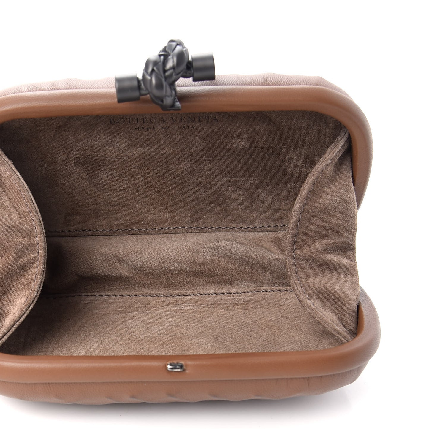 Nappa Embossed Knot Clutch Light Brown