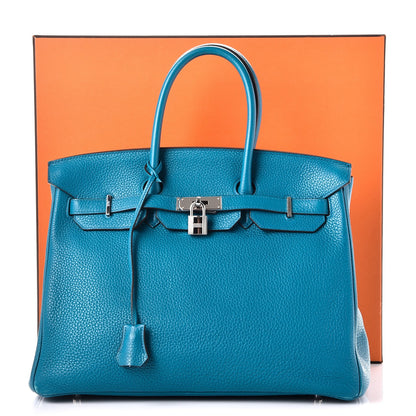 Hermes Taurillon Clemence Birkin 35 Bleu Izmir 42 of 42
