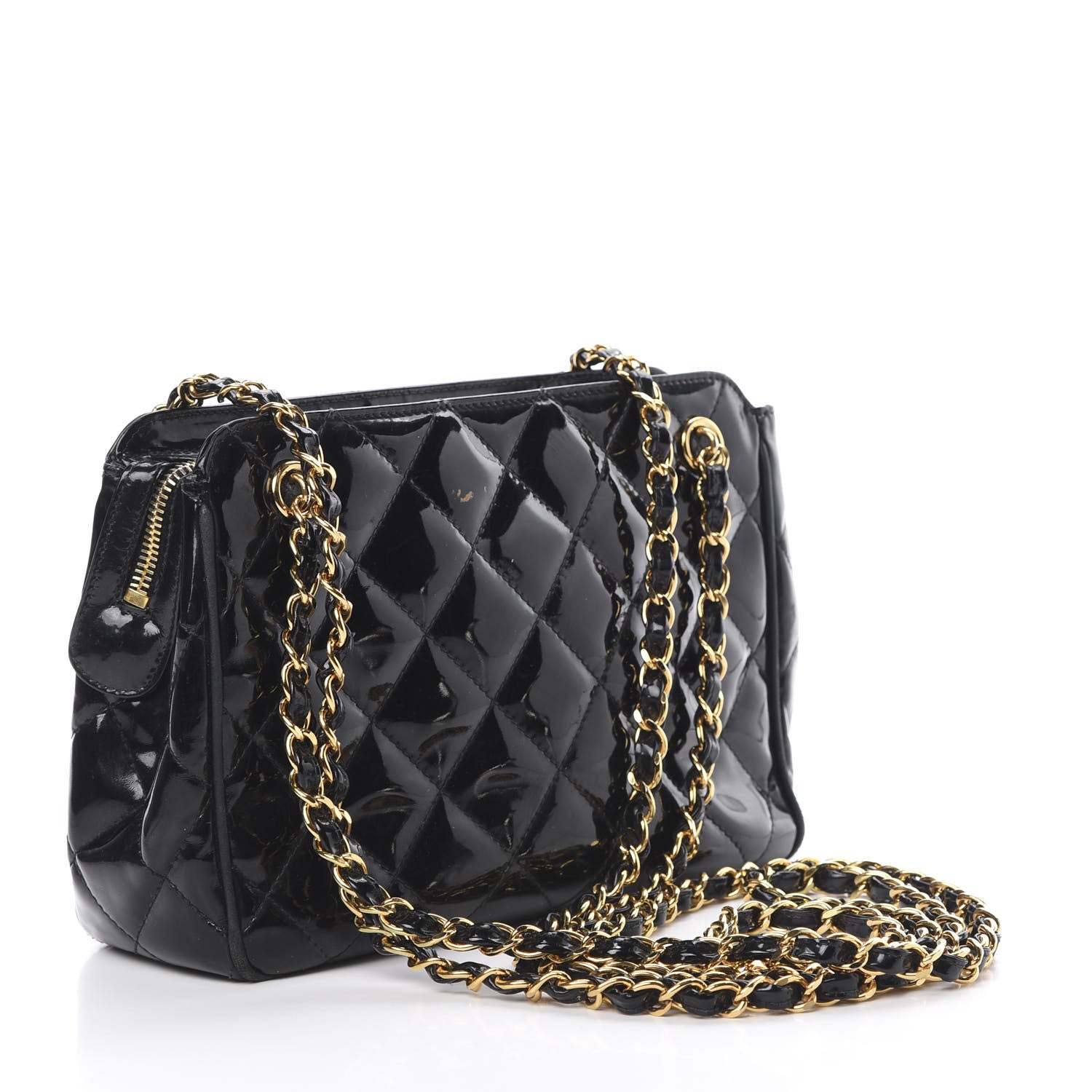Chanel Patent Quilted Camera Case Black 3 of 16