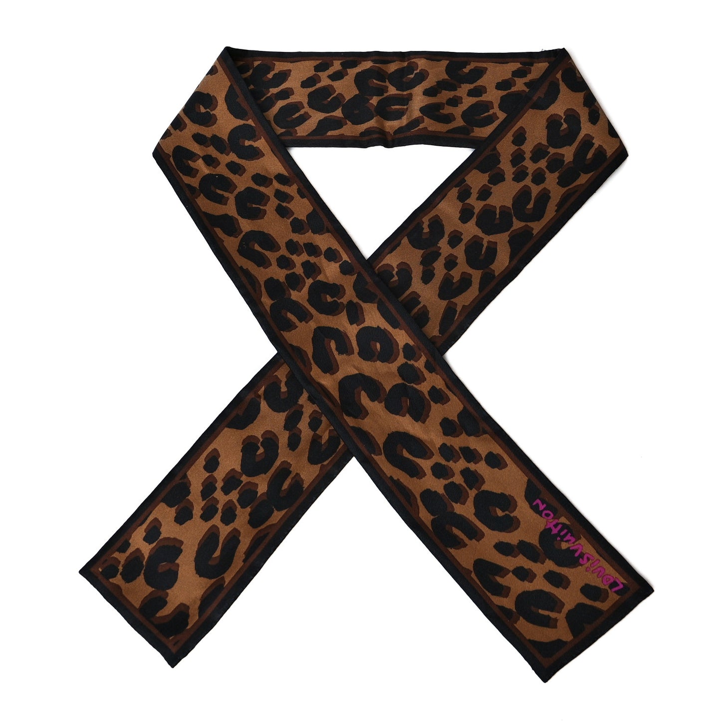 Silk Leopard Bandeau Scarf Marron