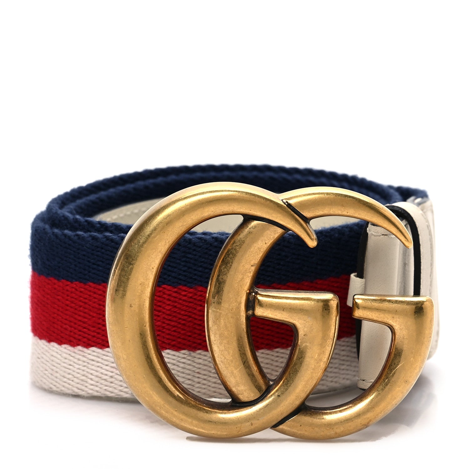 Gucci Nylon Calfskin Sylvie Web Double G 40mm Belt 85 34 Mystic White Hibiscus Red Maritime 1 of 4