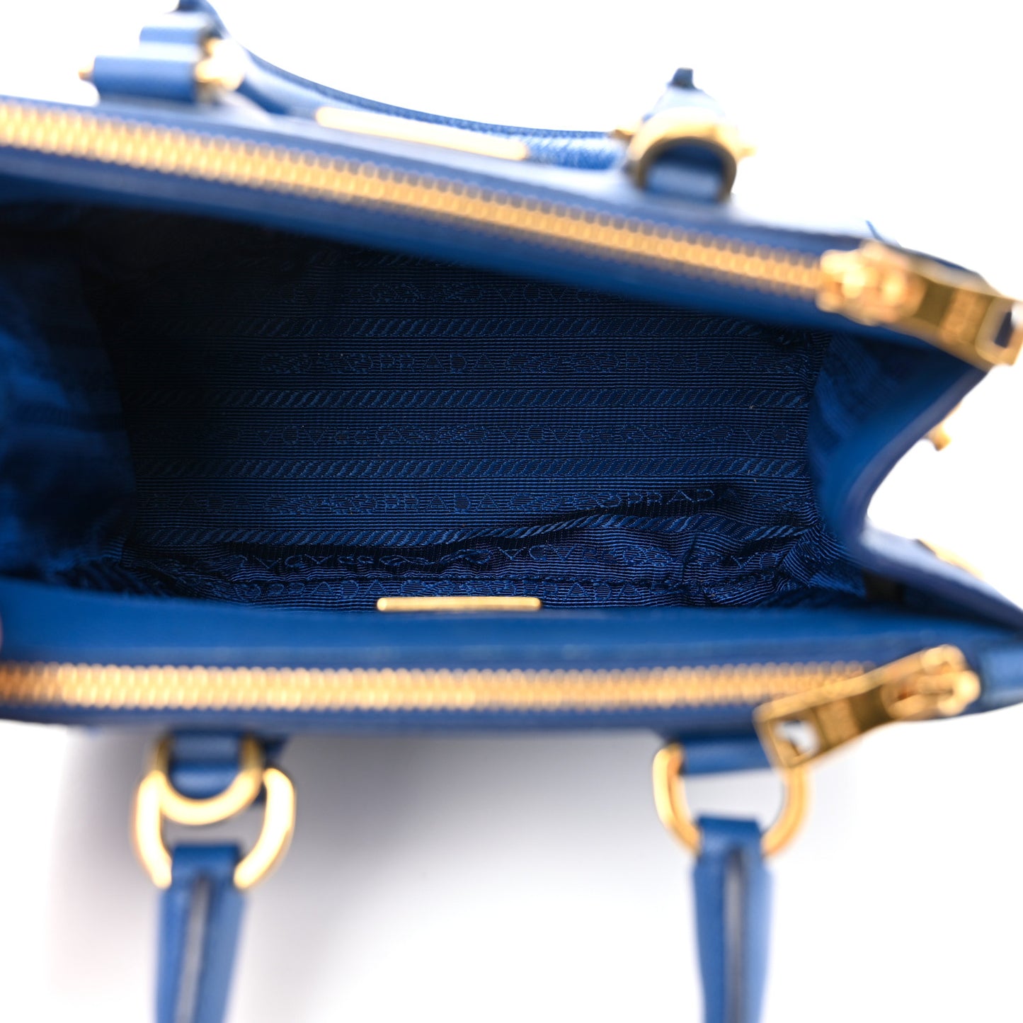 Saffiano Micro Galleria Double Zip Tote Azzurro