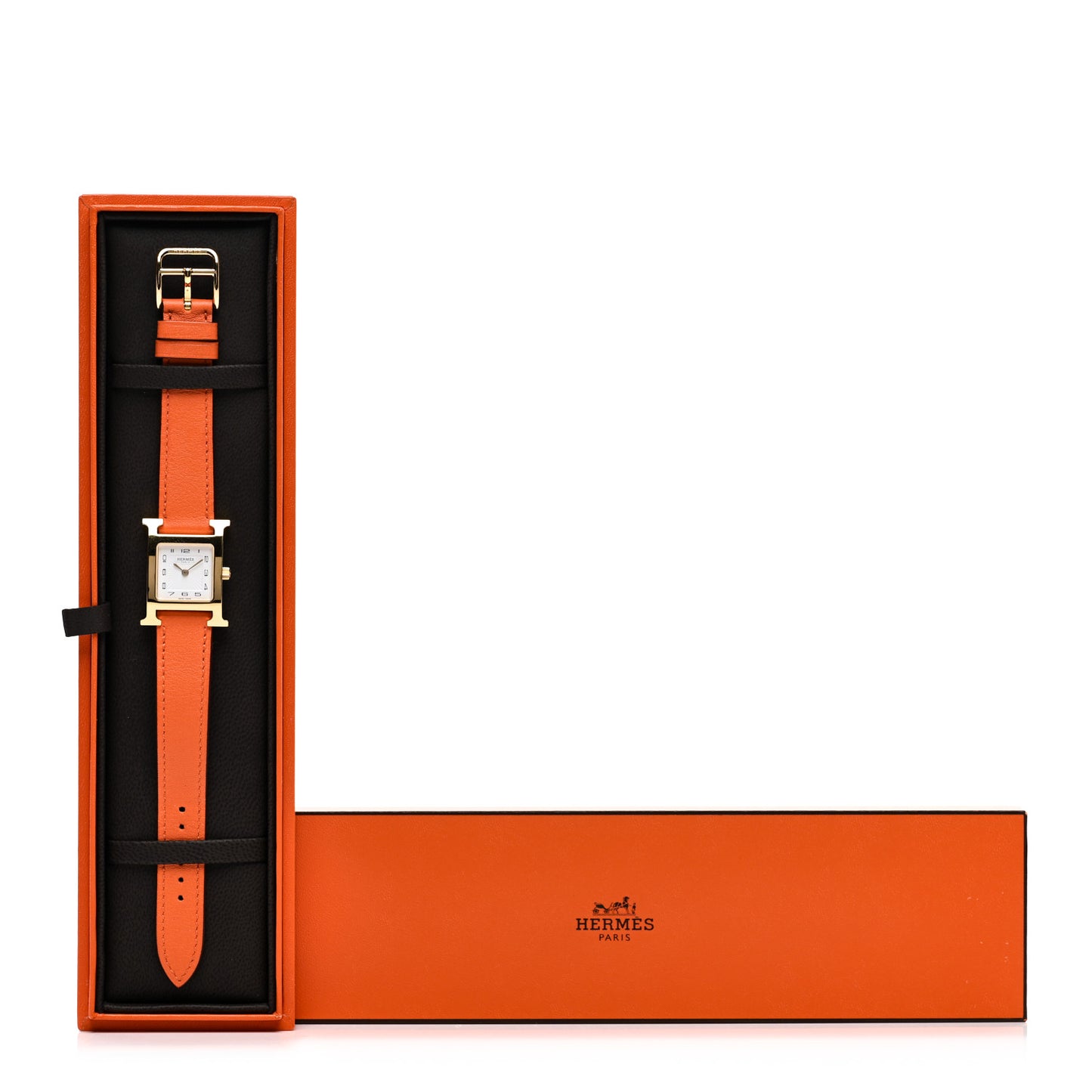 Stainless Steel Swift 21mm Heure H Hour Quartz Watch Orange