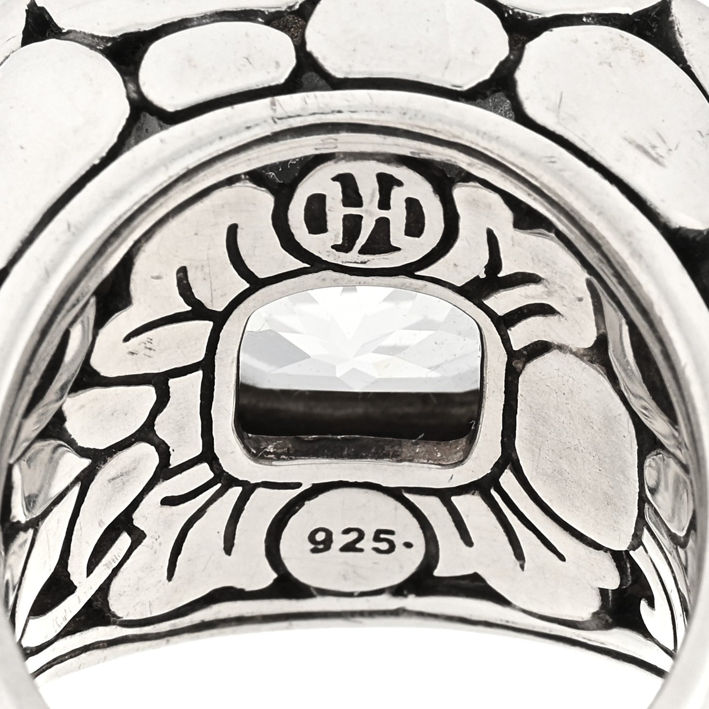 Sterling Silver White Topaz Batu Kali Square Ring 54 7