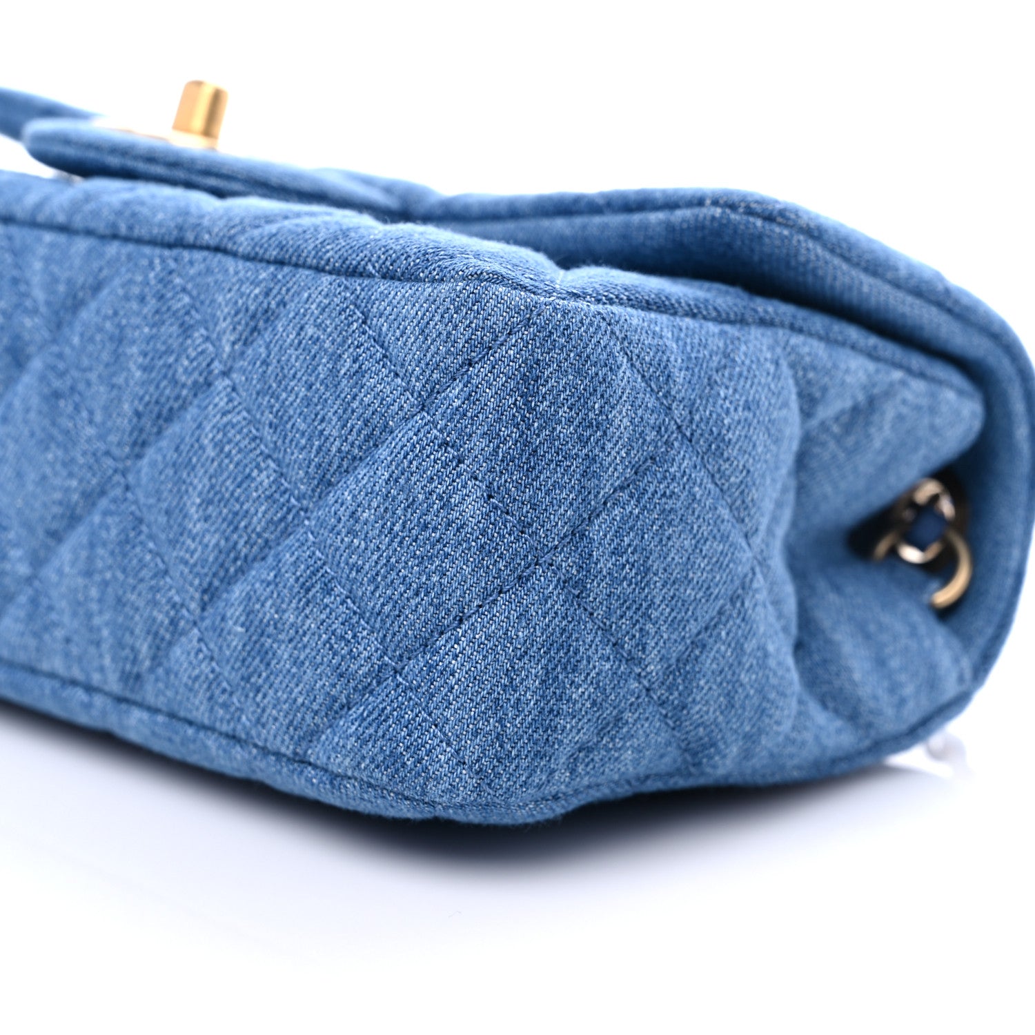 Chanel Denim Quilted Mini Pearl Crush Rectangular Flap Blue 9 of 10