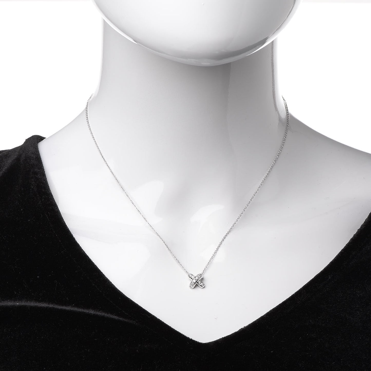 Platinum Diamond Cross Stitch Pendant Necklace