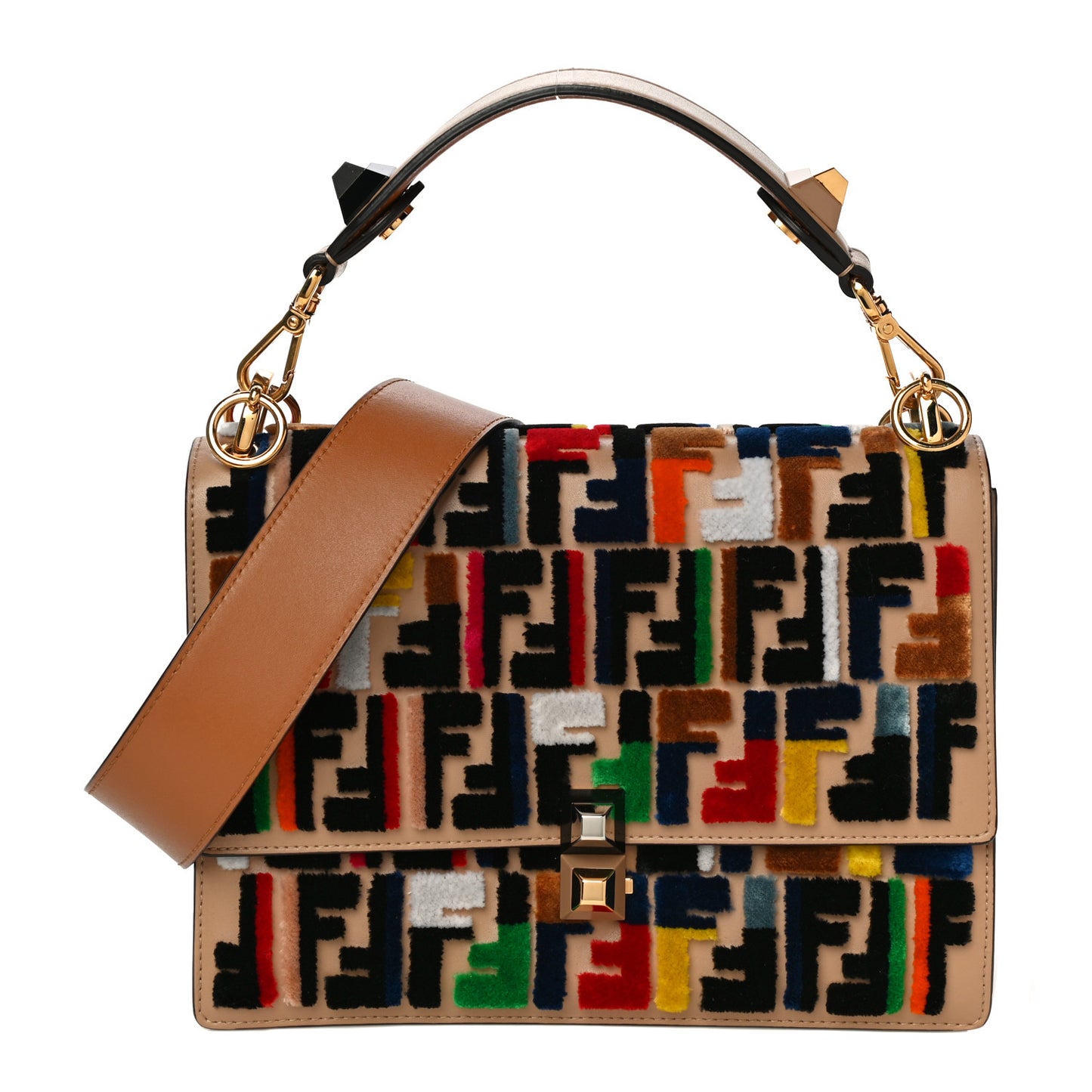 Vitello Liberty Velvet FF Multicolor Kan I Shoulder Bag Multicolor Cuoio