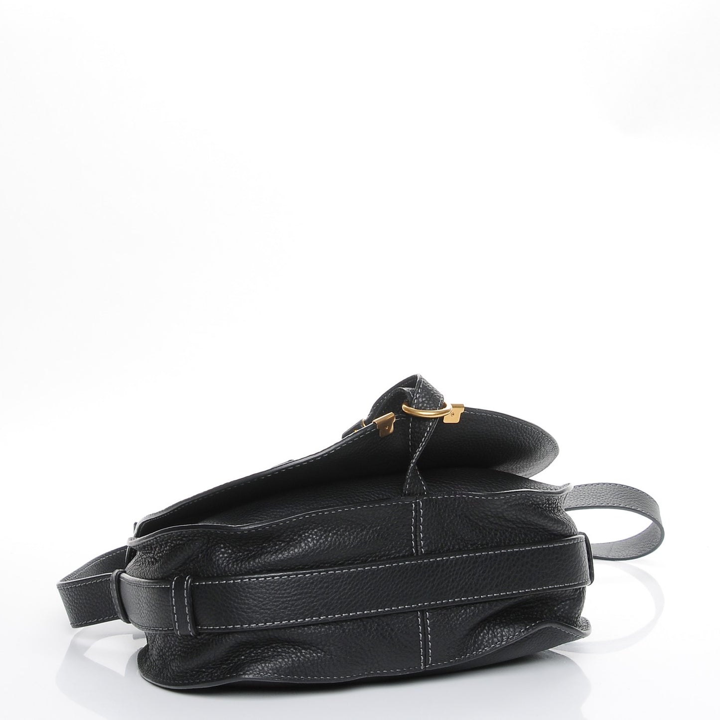 Calfskin Medium Marcie Round Crossbody Bag Black