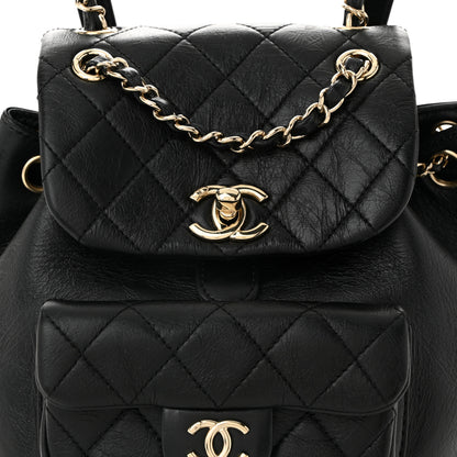 Chanel Glazed Aged Calfskin Quilted Small Duma Drawstring Backpack Black 8 of 10